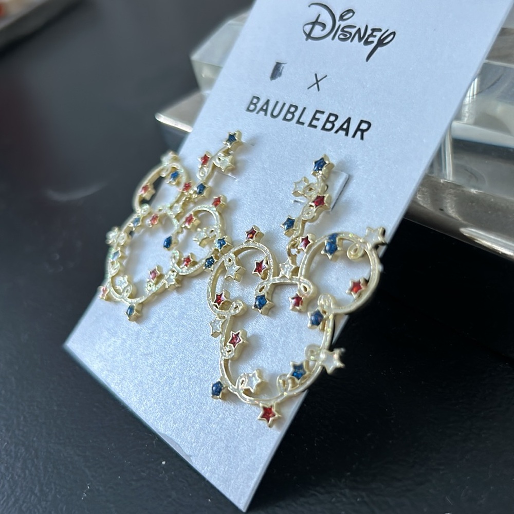 Baublebar NWT Mickey Mouse Disney stars Outline Earring Hoops🔥No offers🔥 - Picture 2 of 2